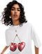 Футболка Asos Design oversized t-shirt cherry graphic white