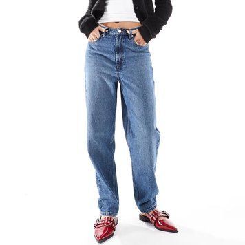 Джинси Asos Design high rise mom jeans mid blue