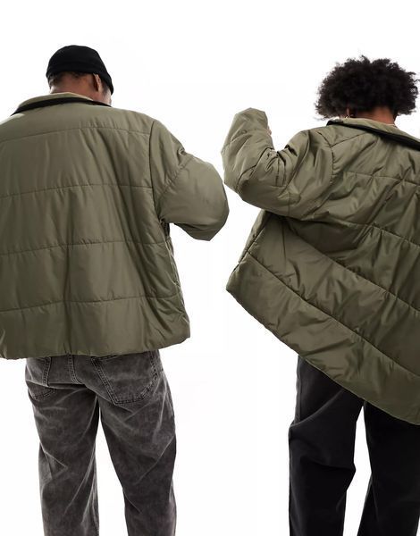Куртка Reclaimed Vintage unisex oversized puffer bomber jacket khaki