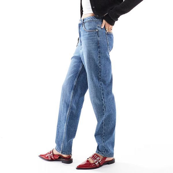 Джинси Asos Design high rise mom jeans mid blue