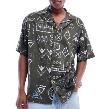 Сорочка Asos Design oversized revere shirt abstract pattern