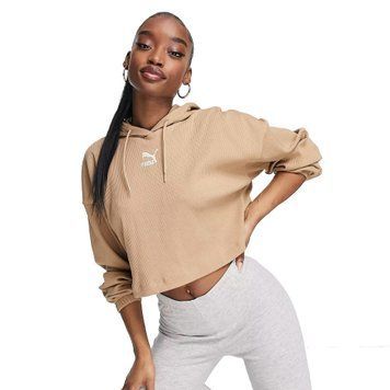 Худі Puma ribbed cropped hoodie tan