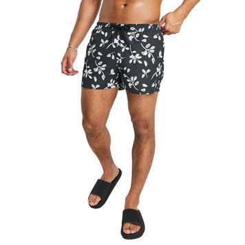 Шорти Asos Design swim shorts short length scribble floral print black