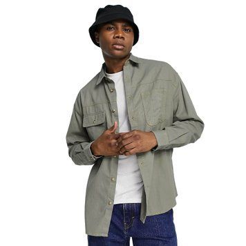 Сорочка Asos Design oversized denim shirt khaki