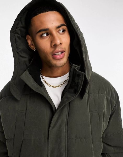 Куртка Only & Sons longline puffer multi pockets khaki