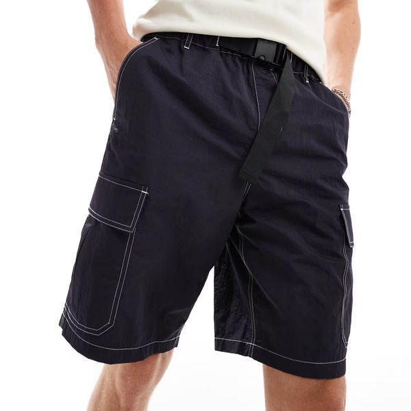 Шорти Asos Design cargo shorts belt detail navy