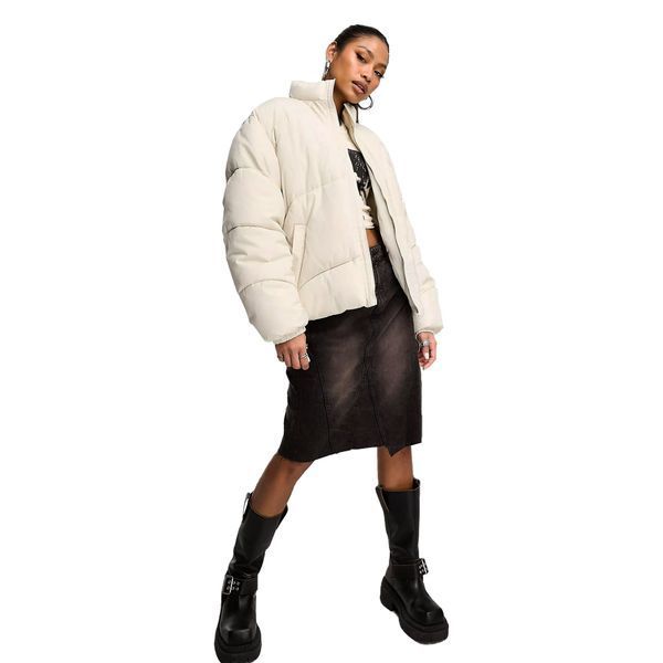 Куртка Reclaimed Vintage unisex puffer bomber jacket off white