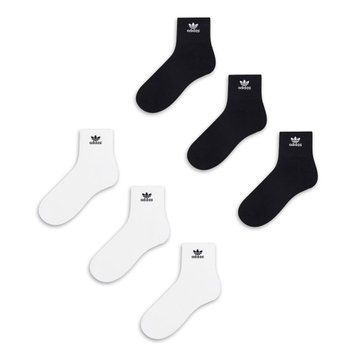 Шкарпетки Adidas Originals Trefoil 6-Pack Quarter socks black and white (Комплект)