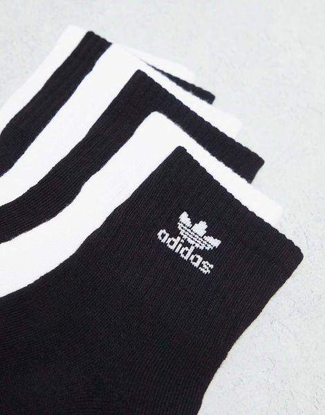 Шкарпетки Adidas Originals Trefoil 6-Pack Quarter socks black and white (Комплект)