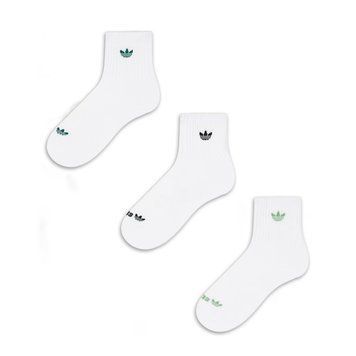 Шкарпетки Adidas Originals Trefoil 2.0 3 pack high quarter socks white and green (Комплект)