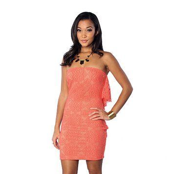 Сукня Dress The Population Crochet Bandeau Drewith Ruffle Back Coral 0001512 фото