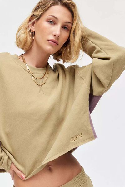 Світшот Out From Under Cozy Vibes Colorblocked Crew Neck Pullover Olive