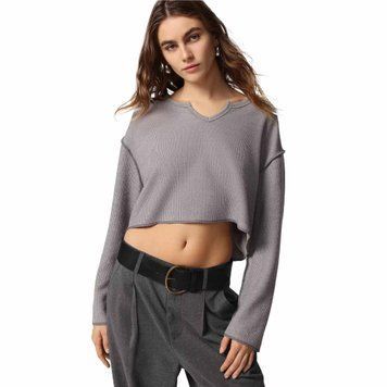 Лонгслів UO Parker Notch Neck Long Sleeve Top Grey