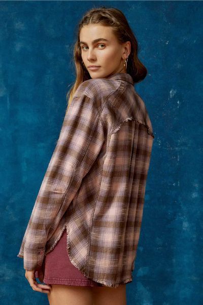 Сорочка BDG Brixton Flannel Button-Down Shirt Pink Combo