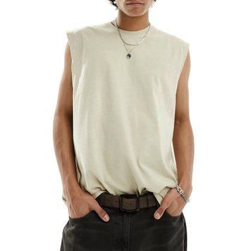 Майка Asos Design oversized tank washed beige