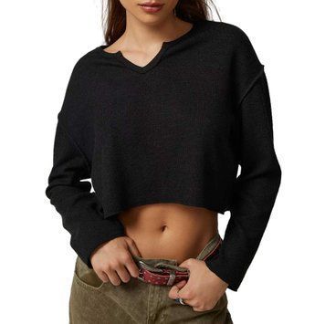Лонгслів UO Parker Notch Neck Long Sleeve Top Washed Black