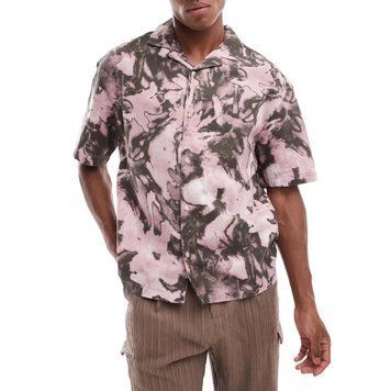 Сорочка Pull&Bear floral print shirt dusky pink