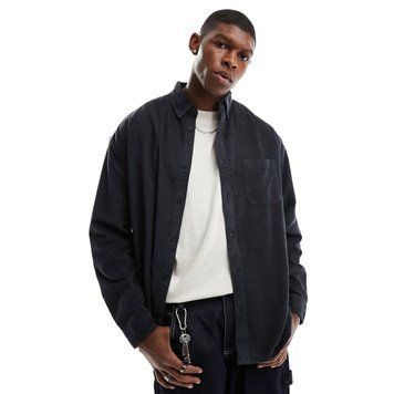 Сорочка Asos Design '90s oversized corduroy shirt washed black