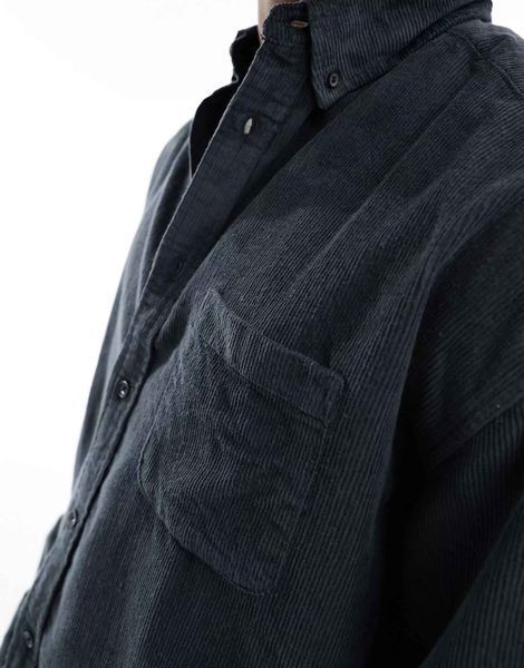 Сорочка Asos Design '90s oversized corduroy shirt washed black