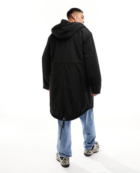Парка Asos Design parka camo print borg lining black