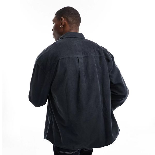 Сорочка Asos Design '90s oversized corduroy shirt washed black