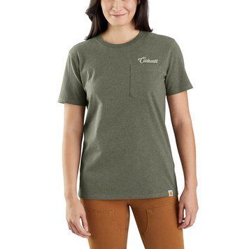 Футболка Carhartt Loose Fit HW Short Sleeve Script Graphic T-Shirt Basil Heather