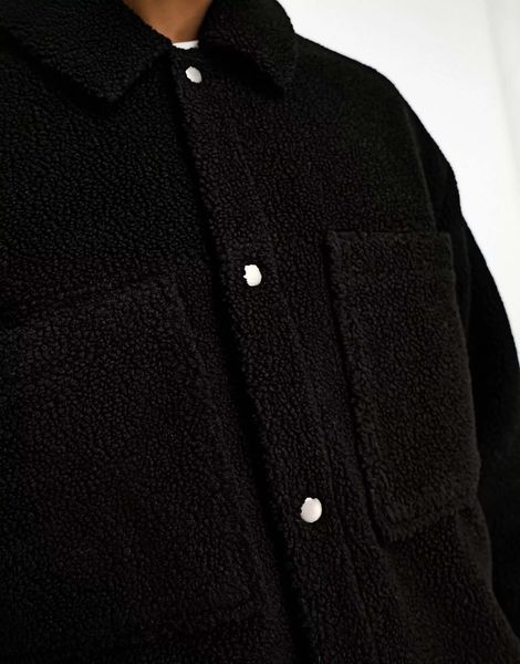 Куртка Asos Design oversized borg harrington jacket black