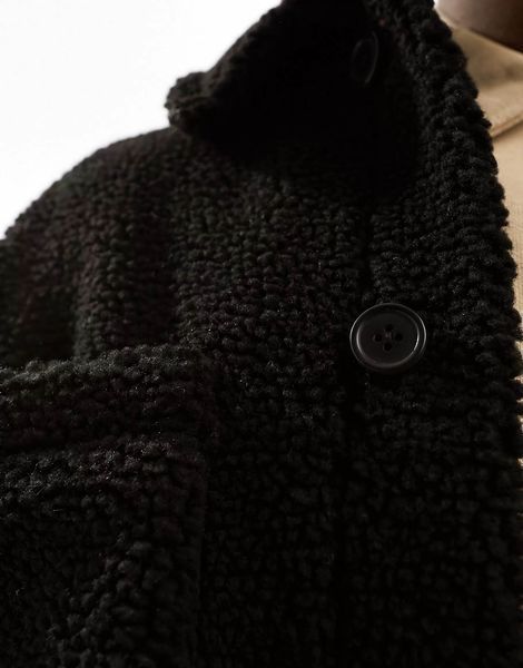 Куртка Asos Design oversized borg shacket black