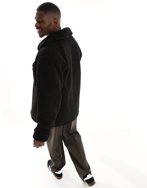 Куртка Asos Design oversized borg shacket black