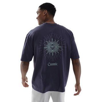 Футболка Asos Design oversized T-shirt dark blue celestial spine print